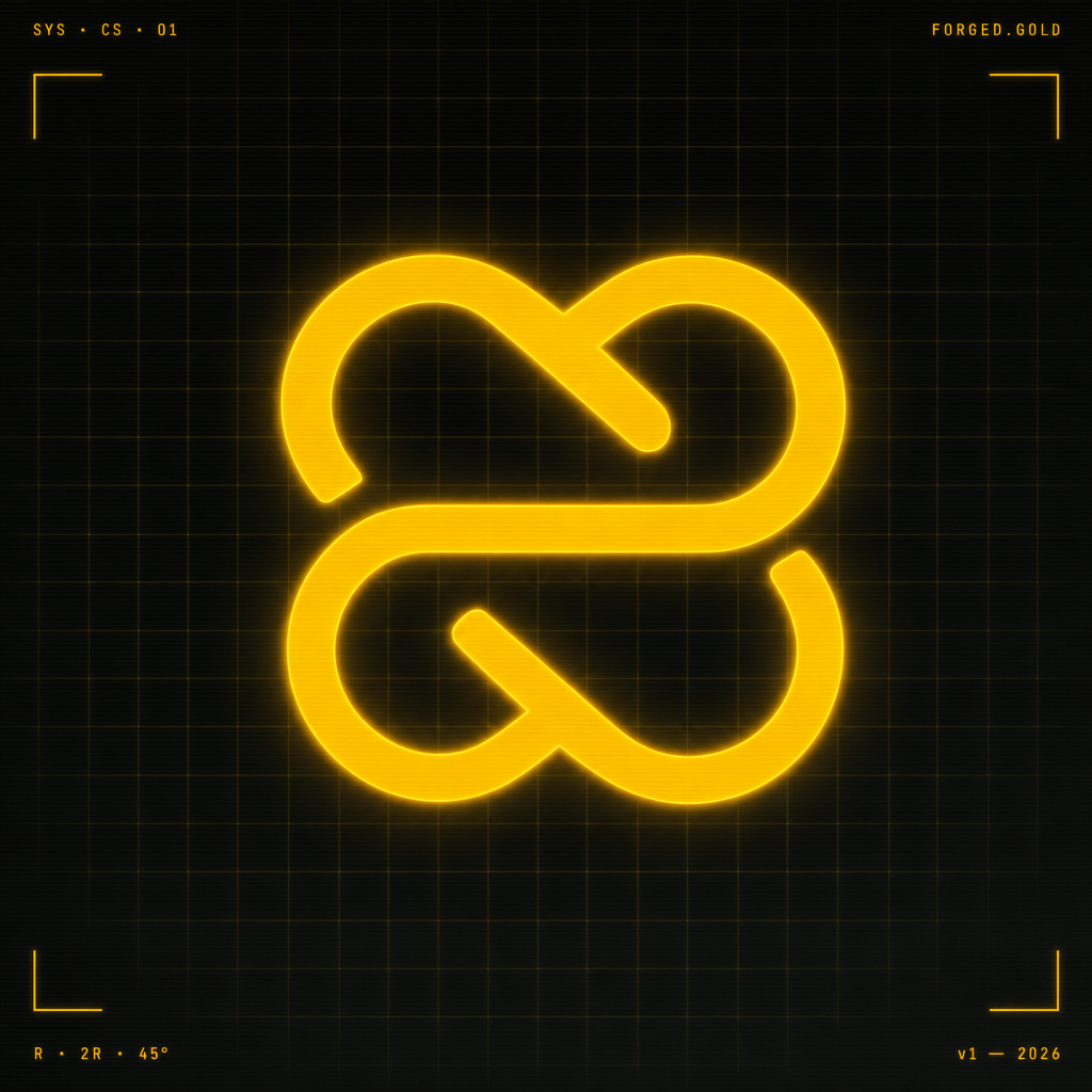 Holographic UI mockup with grid and gold glow